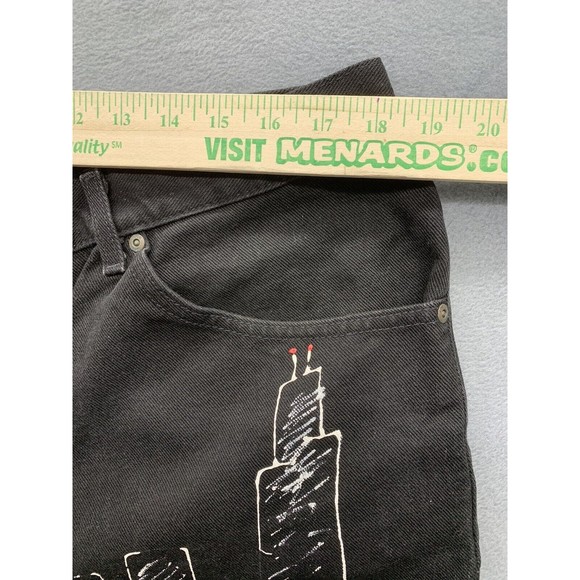 Vtg Lee 1889 Denim Jeans Men's 40 X 30 Black Half Wayzz Calouge Art Tagged Pants - Picture 5 of 16